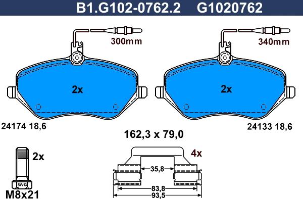 Galfer B1.G102-0762.2 - Гальмівні колодки, дискові гальма autozip.com.ua