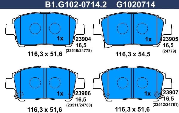 Galfer B1.G102-0714.2 - Гальмівні колодки, дискові гальма autozip.com.ua