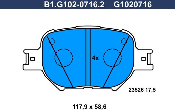 Galfer B1.G102-0716.2 - Гальмівні колодки, дискові гальма autozip.com.ua