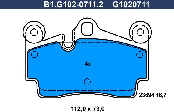 Galfer B1.G102-0711.2 - Гальмівні колодки, дискові гальма autozip.com.ua