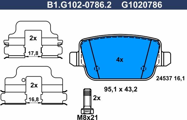 Galfer B1.G102-0786.2 - Гальмівні колодки, дискові гальма autozip.com.ua