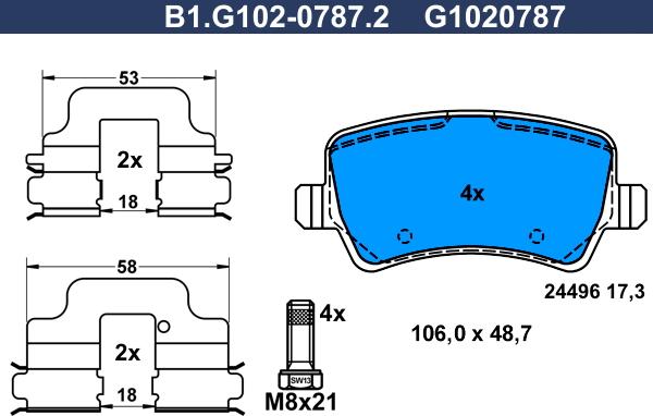 Galfer B1.G102-0787.2 - Гальмівні колодки, дискові гальма autozip.com.ua