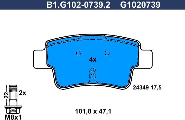 Galfer B1.G102-0739.2 - Гальмівні колодки, дискові гальма autozip.com.ua