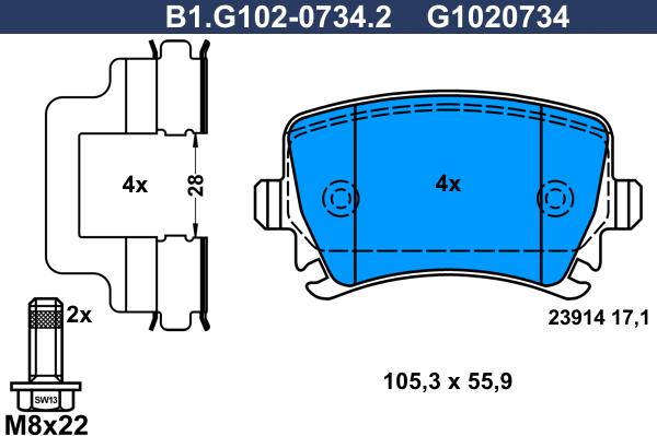Galfer B1.G102-0734.2 - Гальмівні колодки, дискові гальма autozip.com.ua