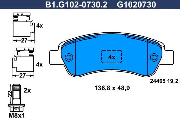 Galfer B1.G102-0730.2 - Гальмівні колодки, дискові гальма autozip.com.ua