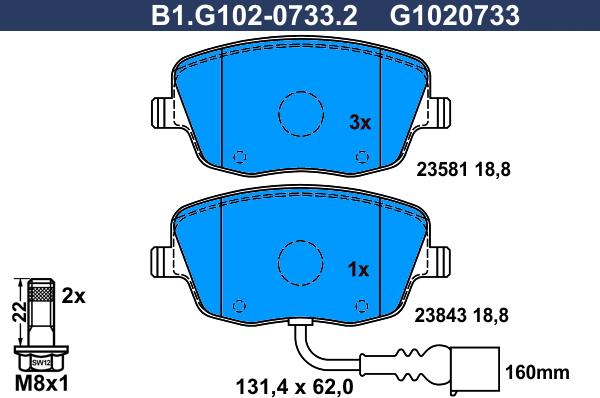 Galfer B1.G102-0733.2 - Гальмівні колодки, дискові гальма autozip.com.ua