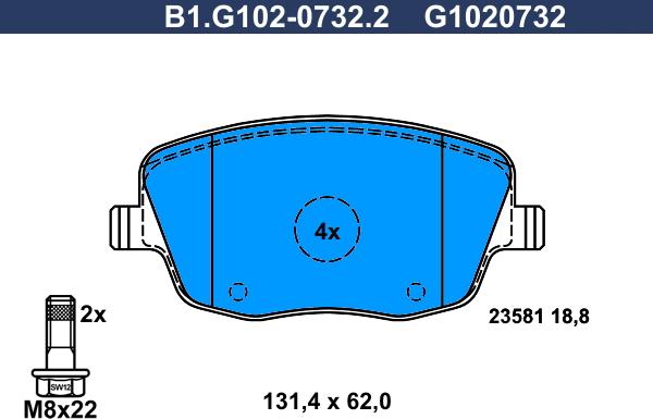Galfer B1.G102-0732.2 - Гальмівні колодки, дискові гальма autozip.com.ua