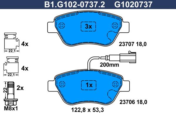 Galfer B1.G102-0737.2 - Гальмівні колодки, дискові гальма autozip.com.ua