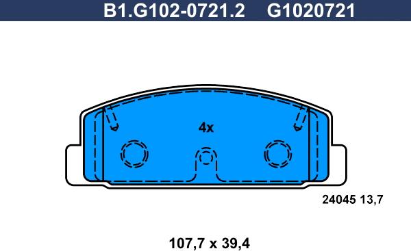 Galfer B1.G102-0721.2 - Гальмівні колодки, дискові гальма autozip.com.ua