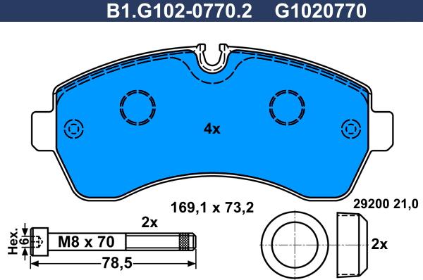 Galfer B1.G102-0770.2 - Гальмівні колодки, дискові гальма autozip.com.ua