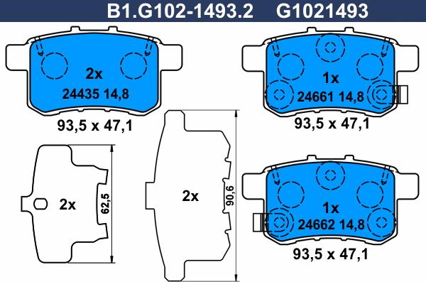 Galfer B1.G102-1493.2 - Гальмівні колодки, дискові гальма autozip.com.ua