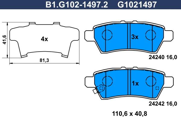 Galfer B1.G102-1497.2 - Гальмівні колодки, дискові гальма autozip.com.ua