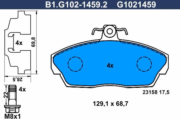 Galfer B1.G102-1459.2 - Гальмівні колодки, дискові гальма autozip.com.ua