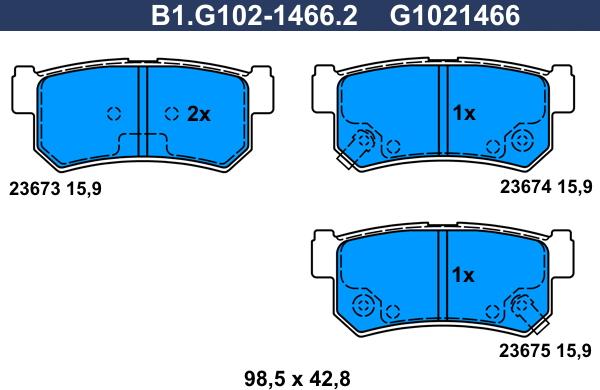 Galfer B1.G102-1466.2 - Гальмівні колодки, дискові гальма autozip.com.ua