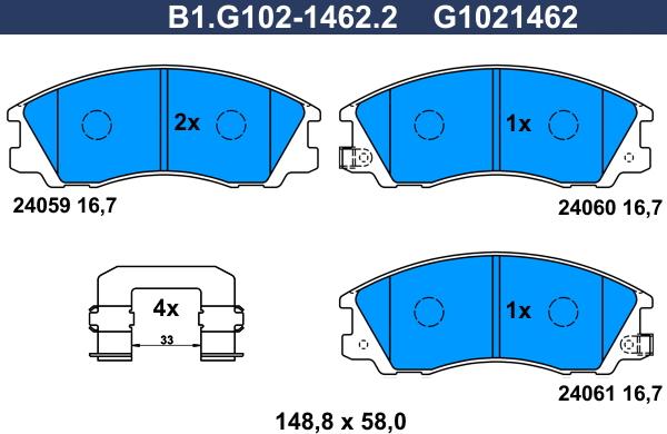 Galfer B1.G102-1462.2 - Гальмівні колодки, дискові гальма autozip.com.ua