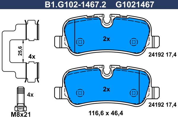 Galfer B1.G102-1467.2 - Гальмівні колодки, дискові гальма autozip.com.ua