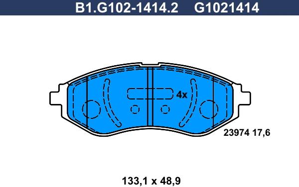 Galfer B1.G102-1414.2 - Гальмівні колодки, дискові гальма autozip.com.ua