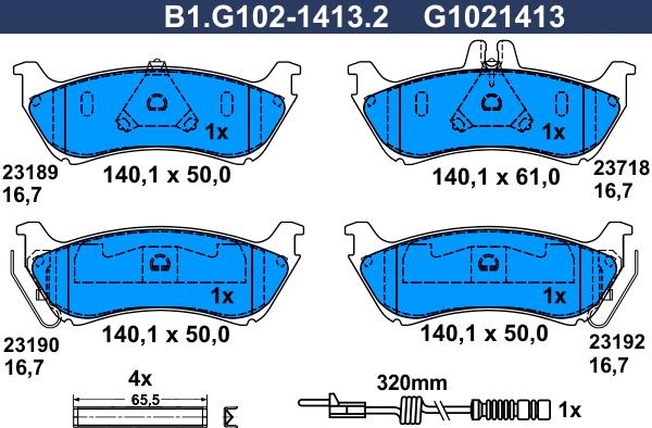 Galfer B1.G102-1413.2 - Гальмівні колодки, дискові гальма autozip.com.ua
