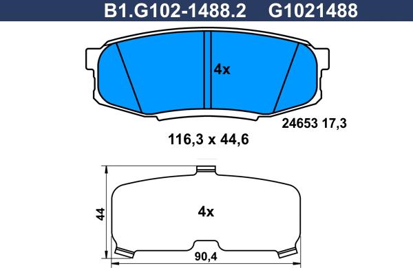 Galfer B1.G102-1488.2 - Гальмівні колодки, дискові гальма autozip.com.ua