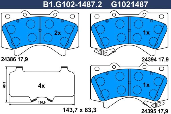 Galfer B1.G102-1487.2 - Гальмівні колодки, дискові гальма autozip.com.ua