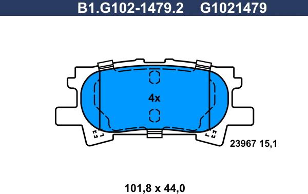 Galfer B1.G102-1479.2 - Гальмівні колодки, дискові гальма autozip.com.ua