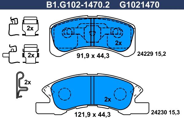 Galfer B1.G102-1470.2 - Гальмівні колодки, дискові гальма autozip.com.ua