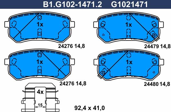 Galfer B1.G102-1471.2 - Гальмівні колодки, дискові гальма autozip.com.ua