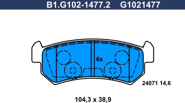 Galfer B1.G102-1477.2 - Гальмівні колодки, дискові гальма autozip.com.ua