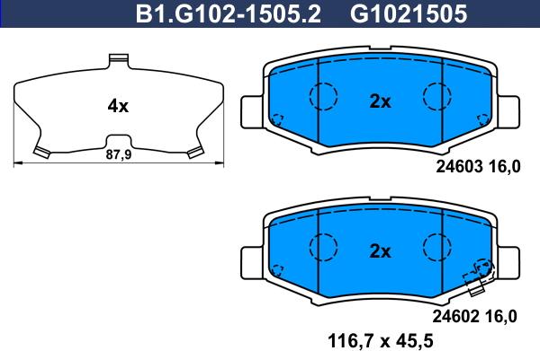 Galfer B1.G102-1505.2 - Гальмівні колодки, дискові гальма autozip.com.ua