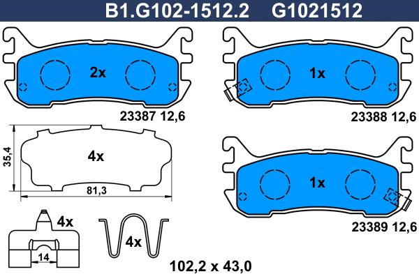 Galfer B1.G102-1512.2 - Гальмівні колодки, дискові гальма autozip.com.ua