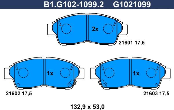 Galfer B1.G102-1099.2 - Гальмівні колодки, дискові гальма autozip.com.ua