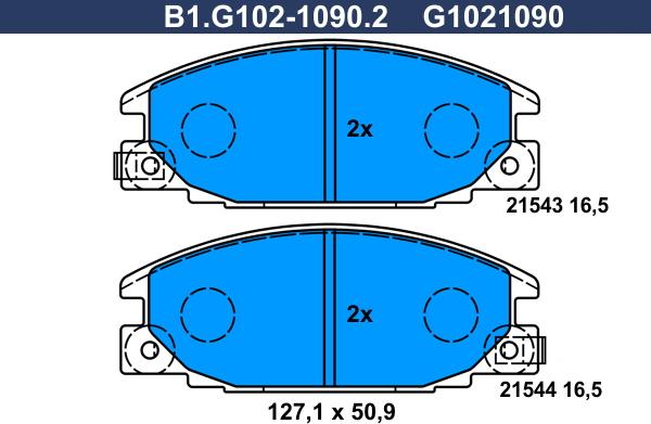 Galfer B1.G102-1090.2 - Гальмівні колодки, дискові гальма autozip.com.ua