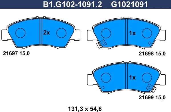 Galfer B1.G102-1091.2 - Гальмівні колодки, дискові гальма autozip.com.ua