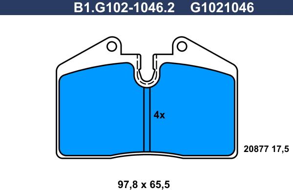 Galfer B1.G102-1046.2 - Гальмівні колодки, дискові гальма autozip.com.ua