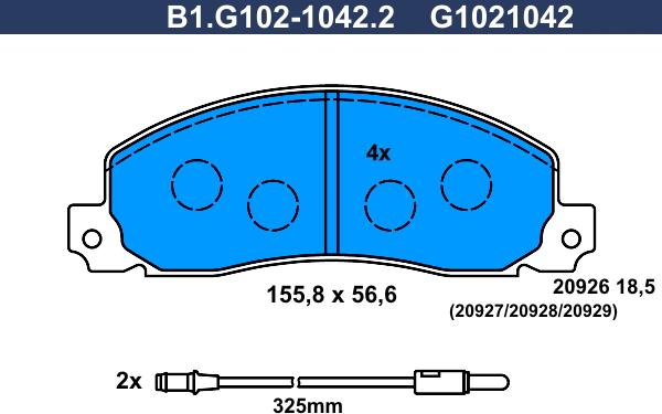 Galfer B1.G102-1042.2 - Гальмівні колодки, дискові гальма autozip.com.ua