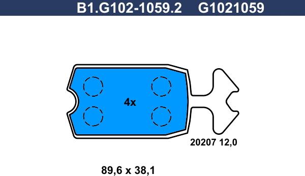 Galfer B1.G102-1059.2 - Гальмівні колодки, дискові гальма autozip.com.ua