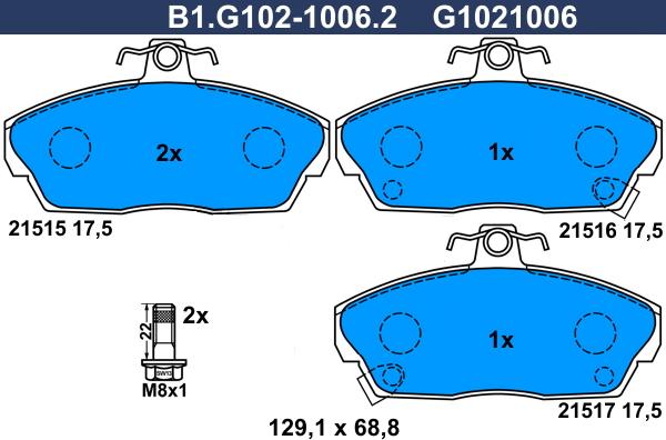 Galfer B1.G102-1006.2 - Гальмівні колодки, дискові гальма autozip.com.ua