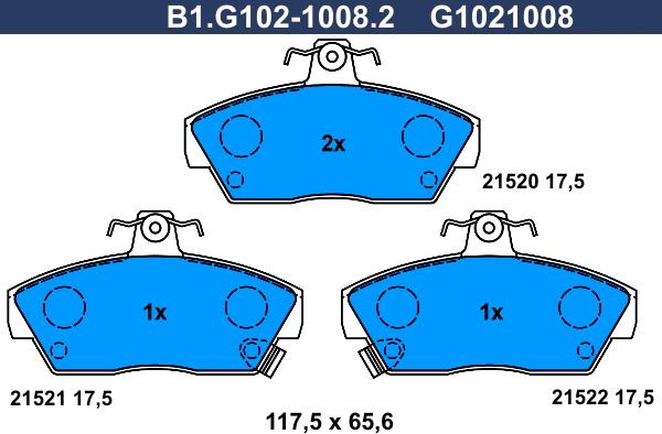 Galfer B1.G102-1008.2 - Гальмівні колодки, дискові гальма autozip.com.ua