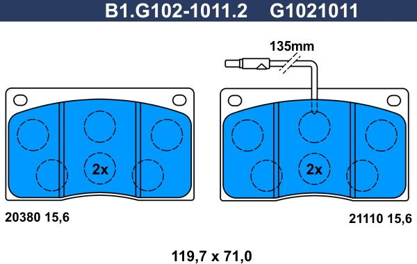 Galfer B1.G102-1011.2 - Гальмівні колодки, дискові гальма autozip.com.ua