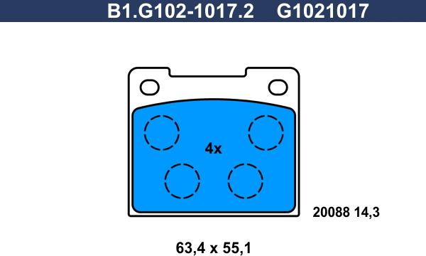 Galfer B1.G102-1017.2 - Гальмівні колодки, дискові гальма autozip.com.ua