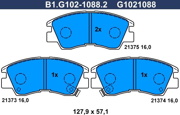 Galfer B1.G102-1088.2 - Гальмівні колодки, дискові гальма autozip.com.ua