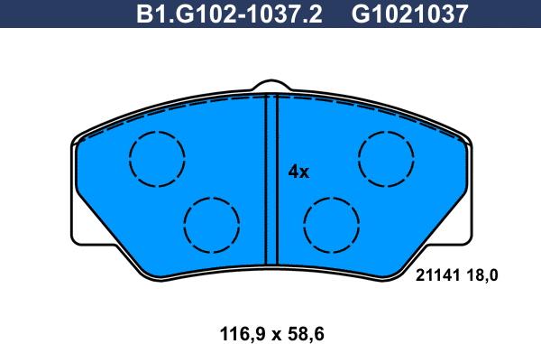 Galfer B1.G102-1037.2 - Гальмівні колодки, дискові гальма autozip.com.ua