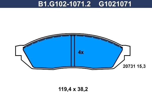 Galfer B1.G102-1071.2 - Гальмівні колодки, дискові гальма autozip.com.ua