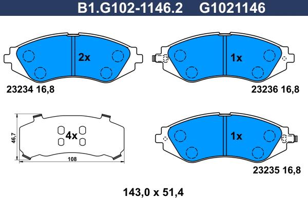 Galfer B1.G102-1146.2 - Гальмівні колодки, дискові гальма autozip.com.ua