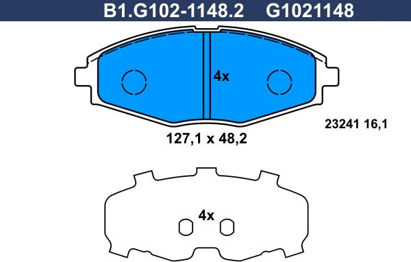 Galfer B1.G102-1148.2 - Гальмівні колодки, дискові гальма autozip.com.ua