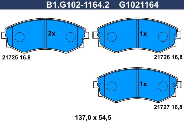 Galfer B1.G102-1164.2 - Гальмівні колодки, дискові гальма autozip.com.ua