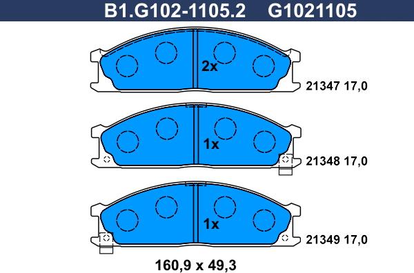 Galfer B1.G102-1105.2 - Гальмівні колодки, дискові гальма autozip.com.ua