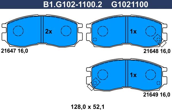 Galfer B1.G102-1100.2 - Гальмівні колодки, дискові гальма autozip.com.ua