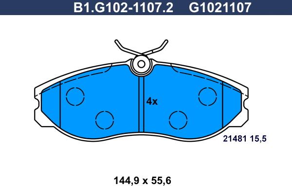 Galfer B1.G102-1107.2 - Гальмівні колодки, дискові гальма autozip.com.ua