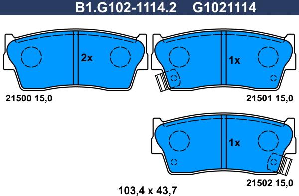 Galfer B1.G102-1114.2 - Гальмівні колодки, дискові гальма autozip.com.ua